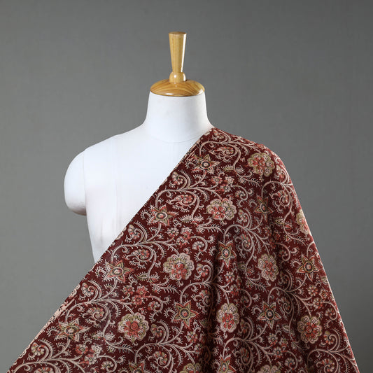 Maroon - Natural Dyed Block Print Cotton Kalamkari Fabric 13