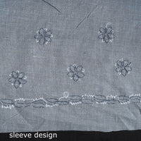 Grey - 3pc Hand Embroidery Cotton Chikankari Dress Material 24