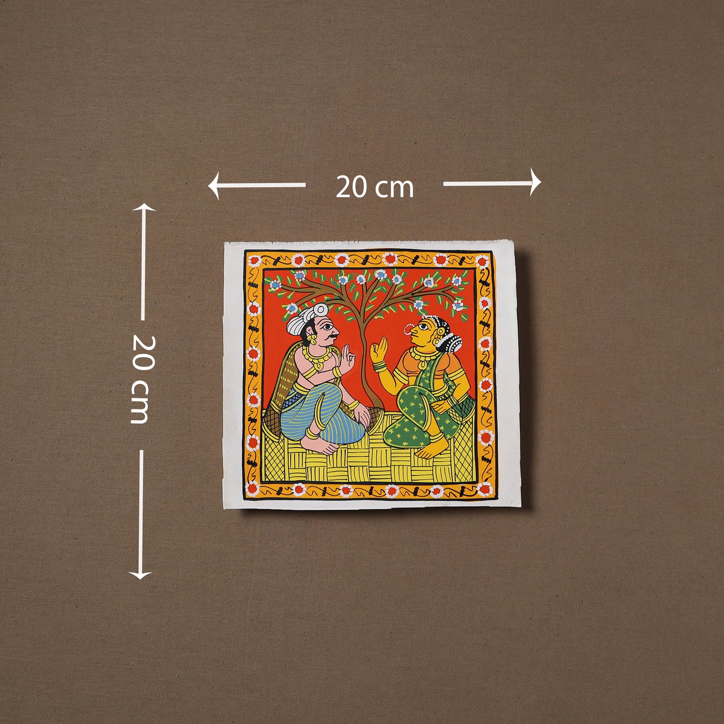 Handpainted Cheriyal Scroll Painting by Dhanalakota Sai Kiran (8 x 8 in) 64