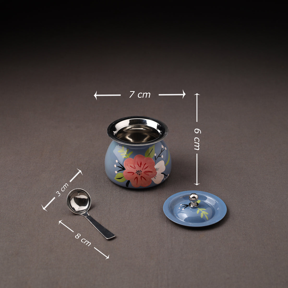 Floral Handpainted Enamelware Stainless Steel Ghee Pot 63