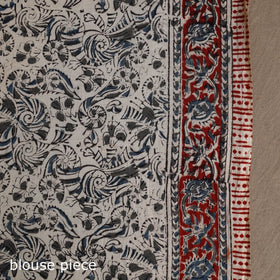 Black Pedana Block Print Cotton Kalamkari Saree