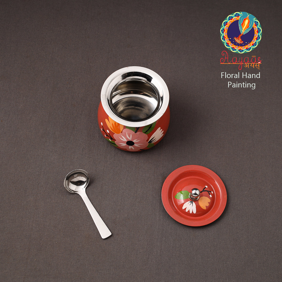 Floral Handpainted Enamelware Stainless Steel Ghee Pot 65