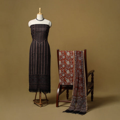 Kutch hand natural dyed kota doria cotton 3pc unstitched