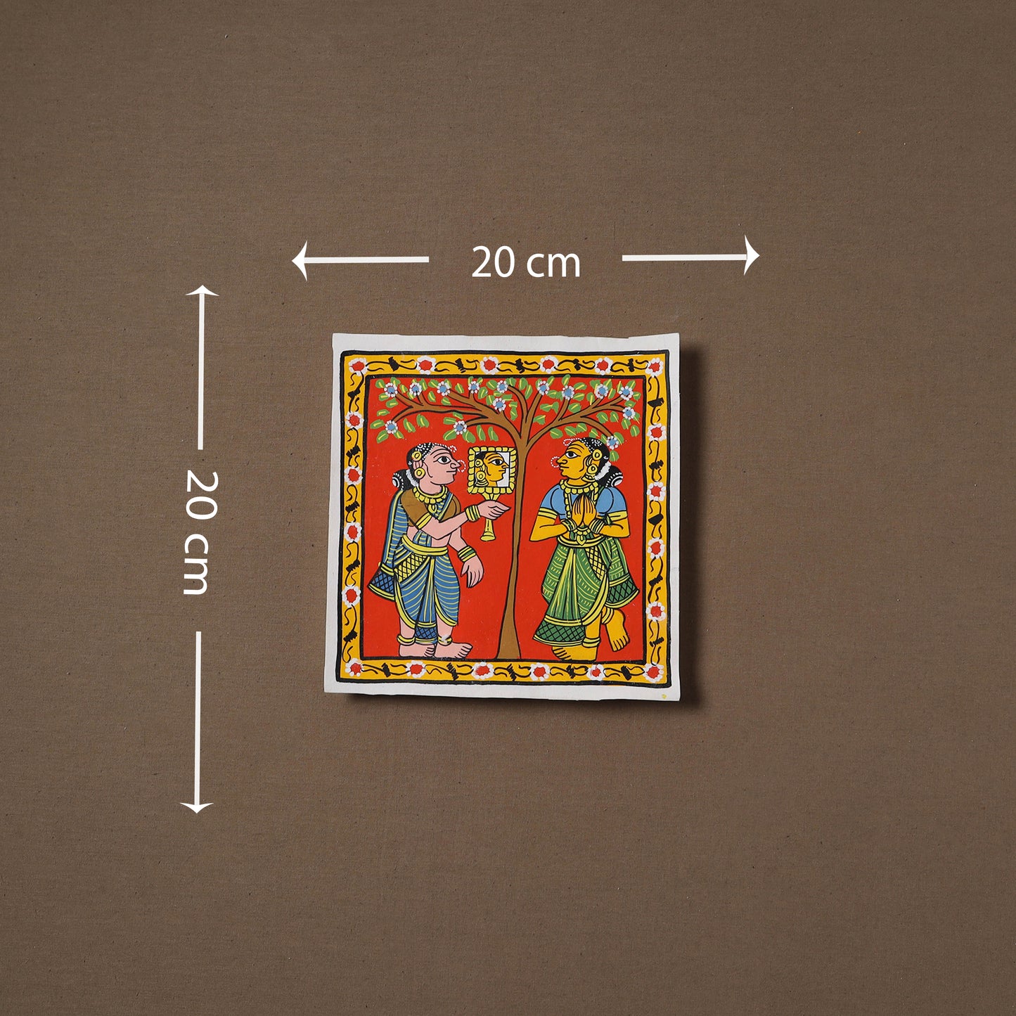 Handpainted Cheriyal Scroll Painting by Dhanalakota Sai Kiran (8 x 8 in) 65