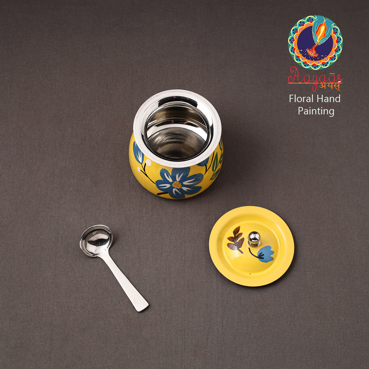 Floral Handpainted Enamelware Stainless Steel Ghee Pot 66