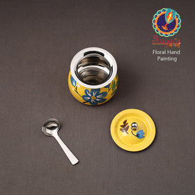 Floral Handpainted Enamelware Stainless Steel Ghee Pot 66