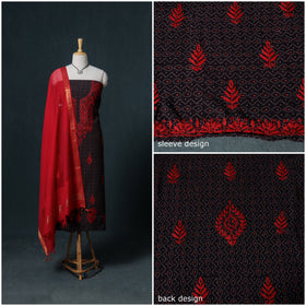 Lucknowi Chikankari Hand Work Unstitched Dress Material: Kurta & Dupatta with Jewellery 48