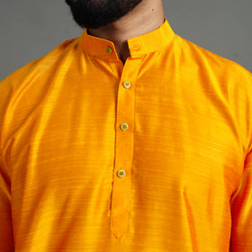  Plain Dyed Slub Silk Men Long Kurta 