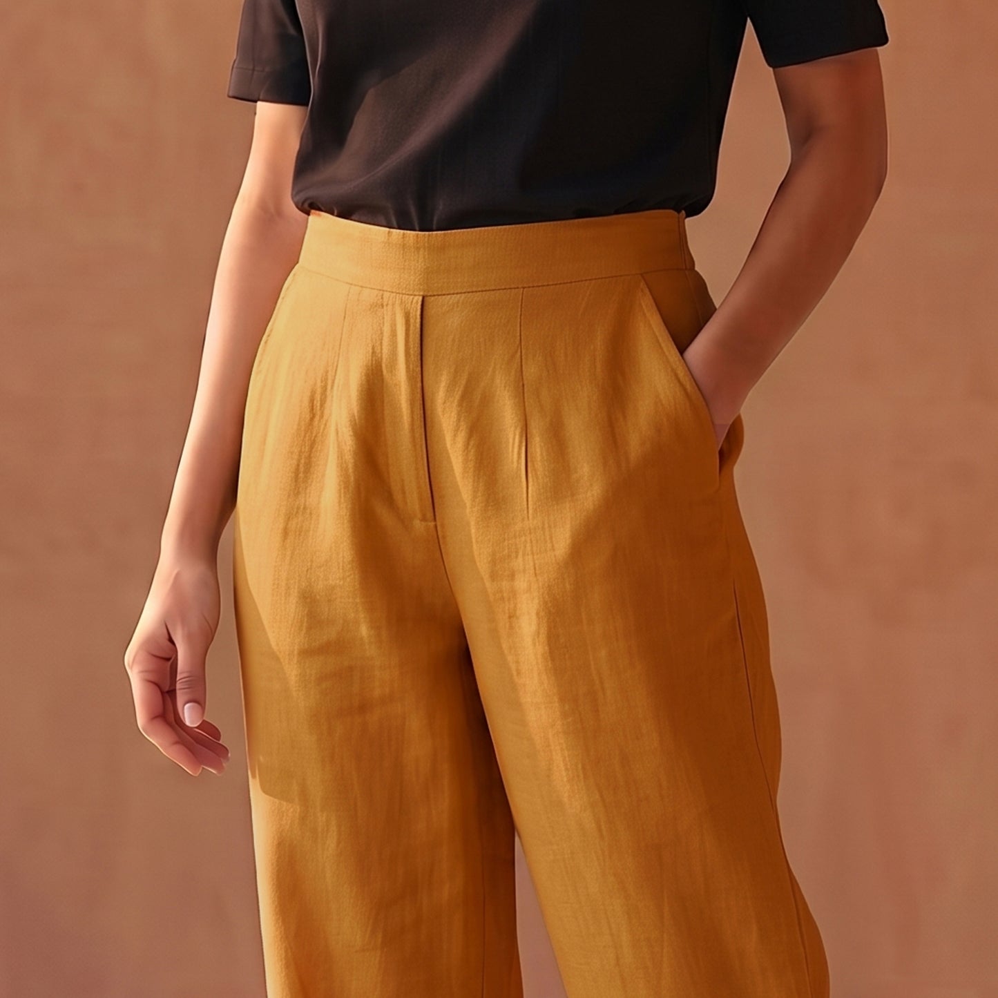 Elastic Waist Cotton Plain Palazzo for Women 42