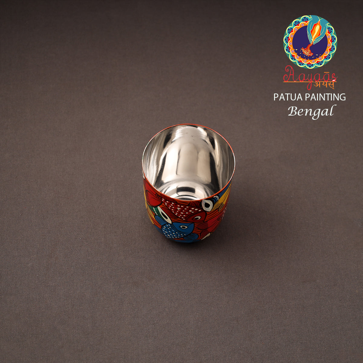 Bengal Patua Handpainted Stainless Steel Glass 03