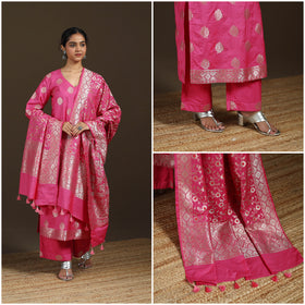 Banarasi Brocade Chiniya Silk Suit Set with Dupatta for Women 01