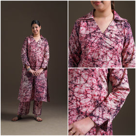 Hand Batik Print Cotton Straight Kurta with Palazzo Set for women 19