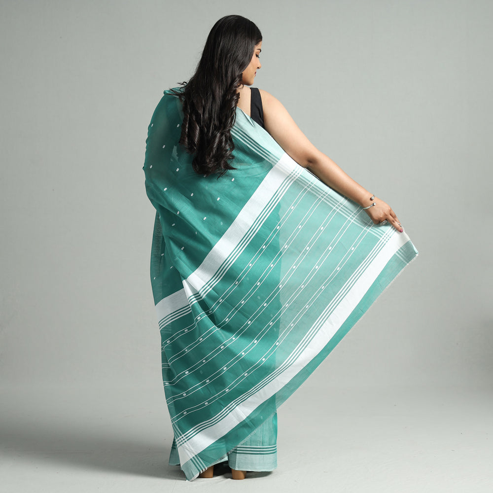 Green - Traditional Chanderi Silk Cotton Handloom Buti Saree 02