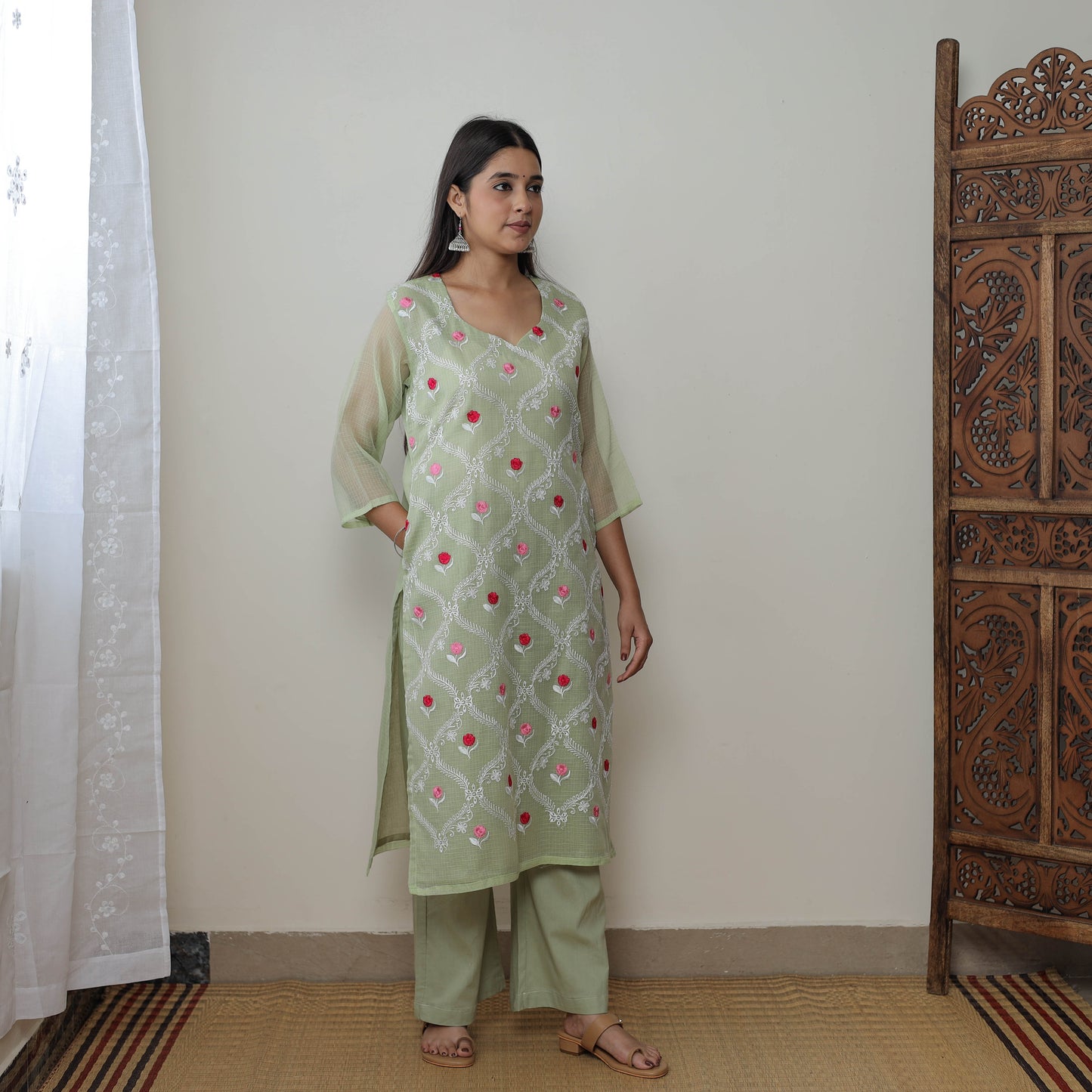 Kota Doria Kurta Suit Set