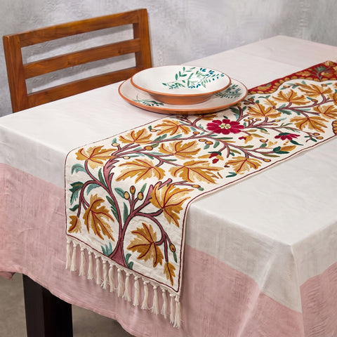 Original Kashmiri Chain Stitch Crewel Hand Embroidery Dining Table Runner (6 x 1 Feet) 33