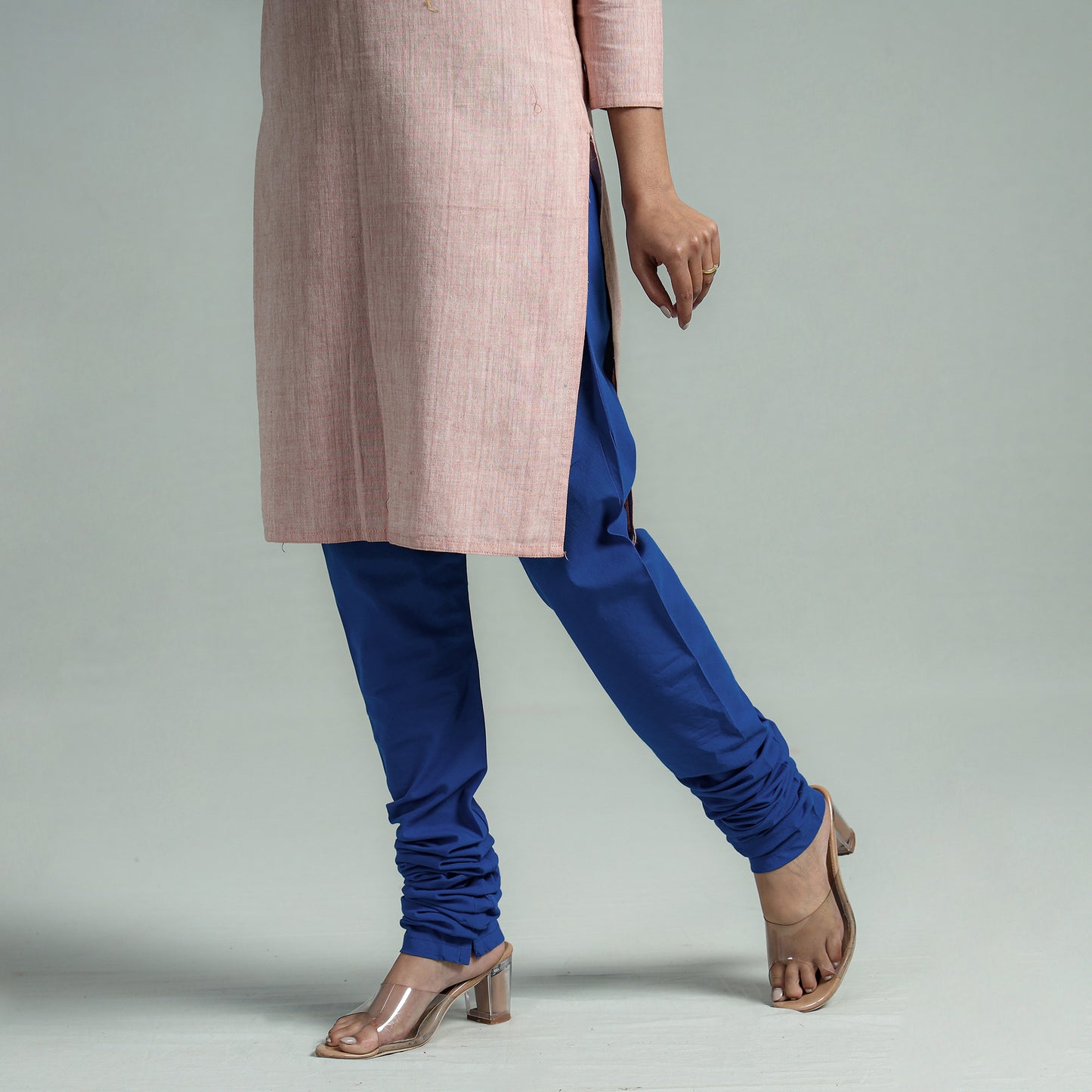 Dark Blue - Plain Dyed Cotton Ankle Length Churidar