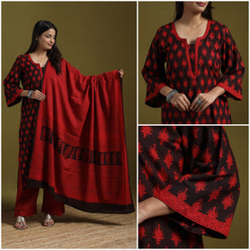 Natural Dyed Hand Block Bagh Print Cotton Suit Set with Dupatta for Women 04