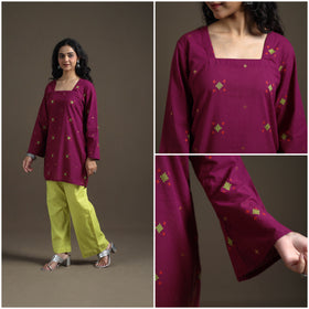 Jacquard Cotton Short Kurta for Women 12