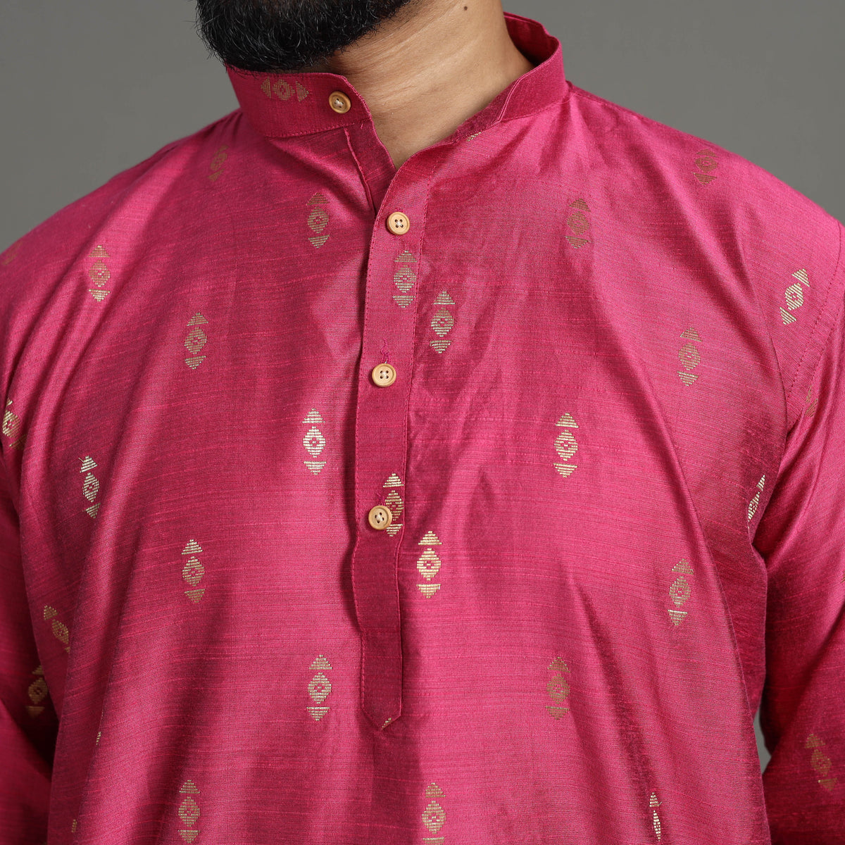 Zari Buti Spun Dupion Viscose Silk Plain Men Kurta 10