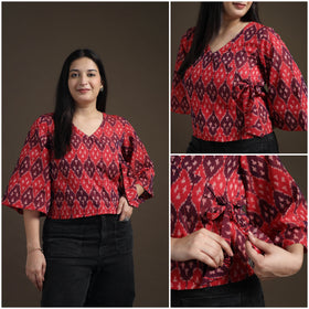 Pochampally Ikat Mercerised Cotton Crop Top for Women 03