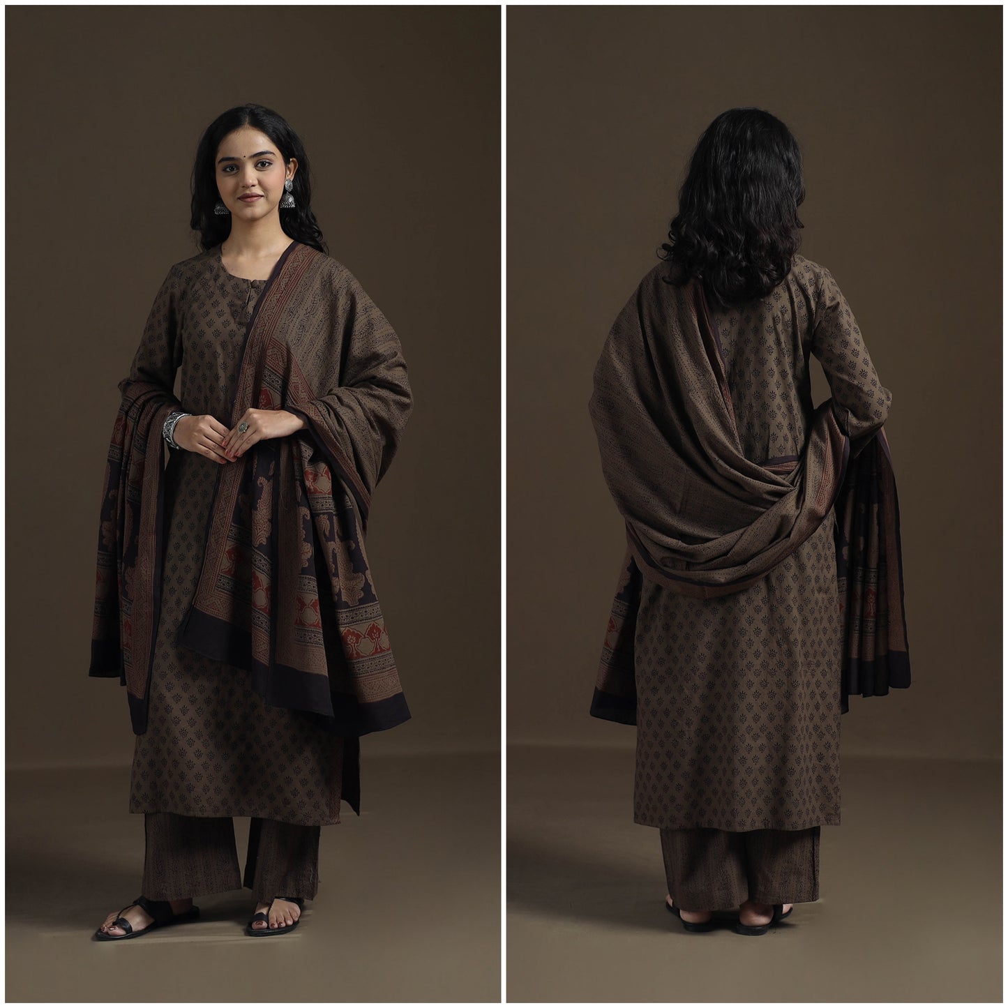 Natural Dyed Hand Block Bagh Print Cotton Suit Set with Dupatta for Women 27