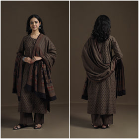 Natural Dyed Hand Block Bagh Print Cotton Suit Set with Dupatta for Women 27