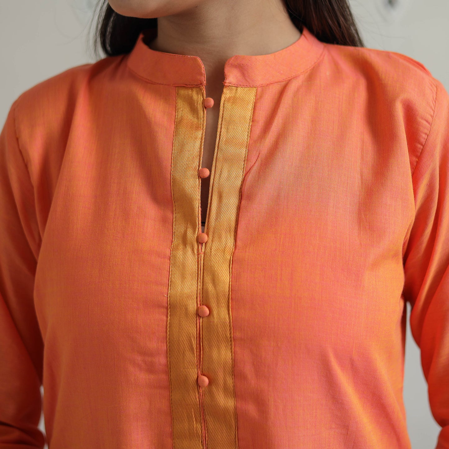 Adhya Orange Mangalagiri Cotton Kurta