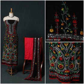Hand Embroidered Georgette 3pc Unstitched Dress Material Suit Set 06