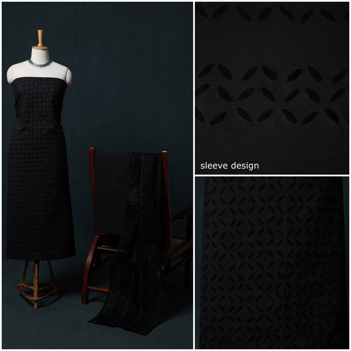 Barmer Applique Cutwork Cotton 3pc Unstitched Dress Material Suit Set 06