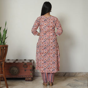 Peach - Sanganeri Block Printed Cotton Kurta with Palazzo Set 02
