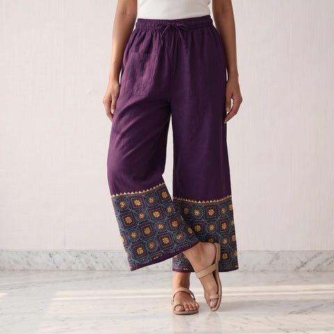 Bengal Kantha Hand Embroidered Cotton Palazzo 11