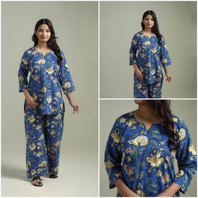 Sanganeri Floral Printed Cotton Night Suit for Women 02