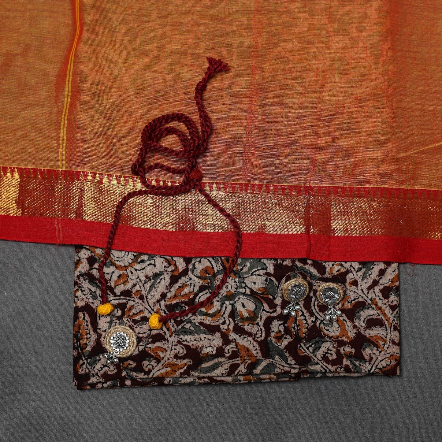 Pedana kalamkari cotton 2pc unstitched dress material