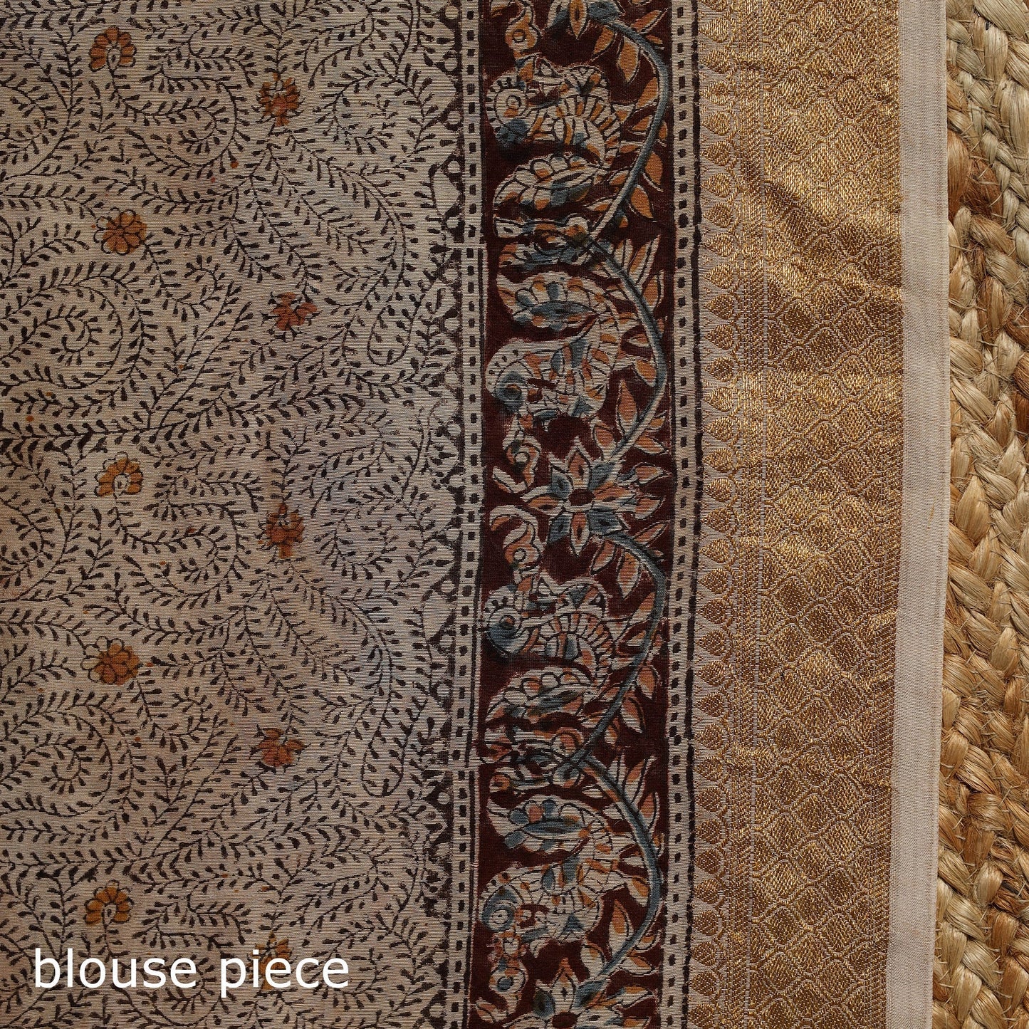 Brown - natural dyed pedana chanderi silk kalamkari saree