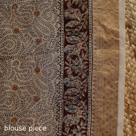 Brown - natural dyed pedana chanderi silk kalamkari saree