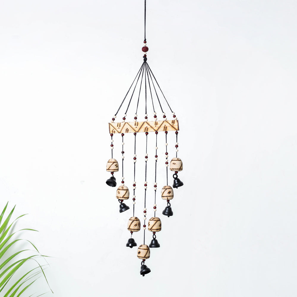  7 Bells - Hand Carved Khamhar Wood Wind Chimes 