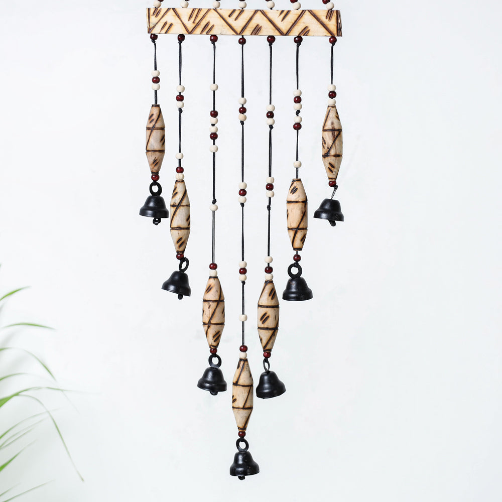  7 Bells - Hand Carved Khamhar Wood Wind Chimes 