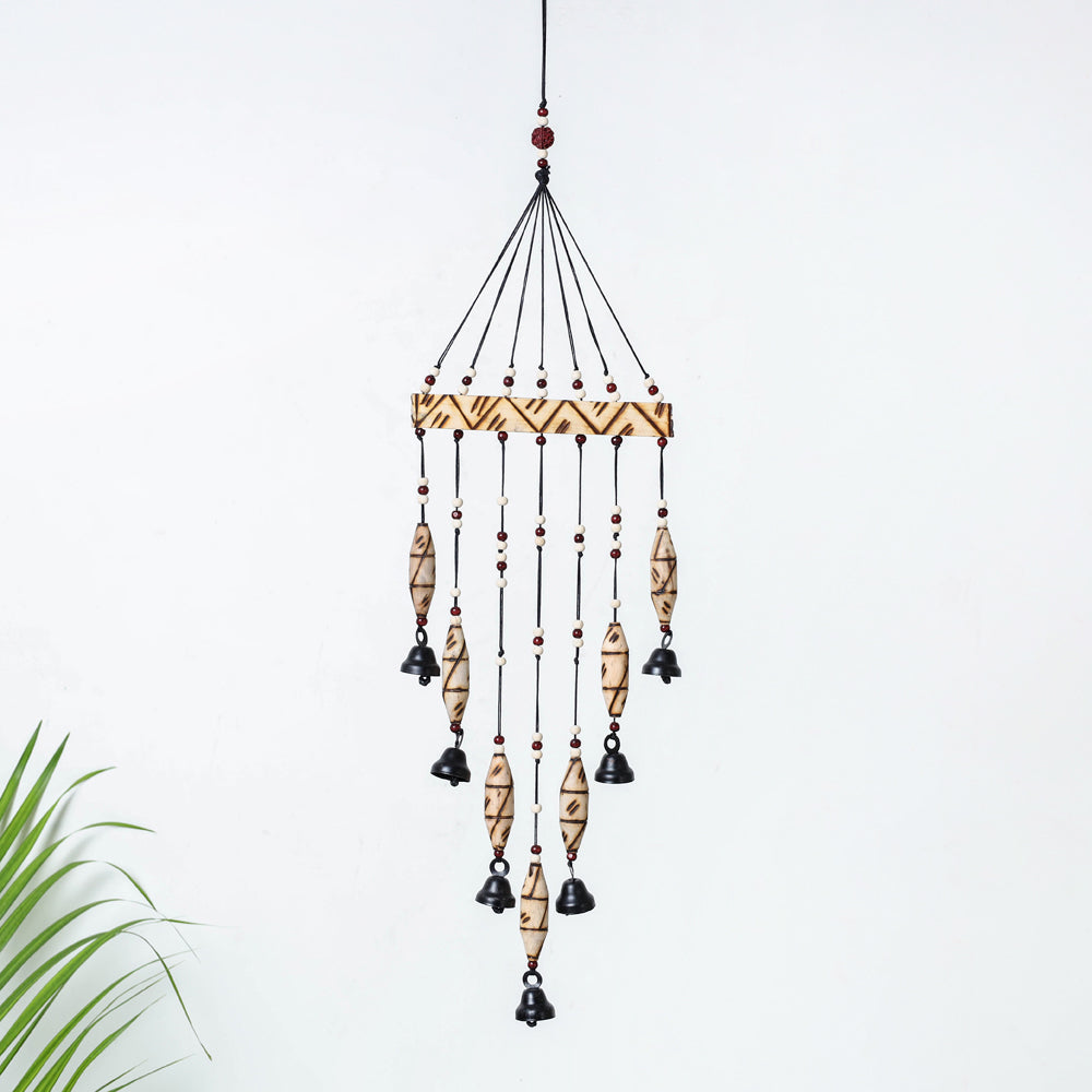  7 Bells - Hand Carved Khamhar Wood Wind Chimes 