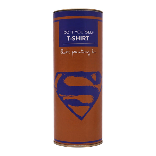 DIY Cotton Tshirt Block Printing kit Blue Superman