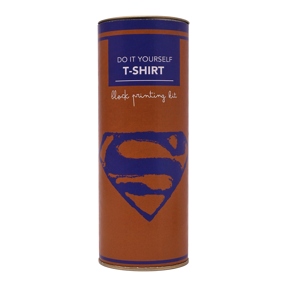 DIY Cotton Tshirt Block Printing kit Blue Superman