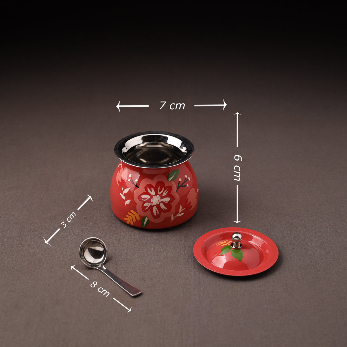 Floral Handpainted Enamelware Stainless Steel Ghee Pot 70