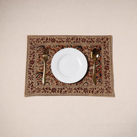 Orange - natural dyed pedana kalamkari cotton table mat 08