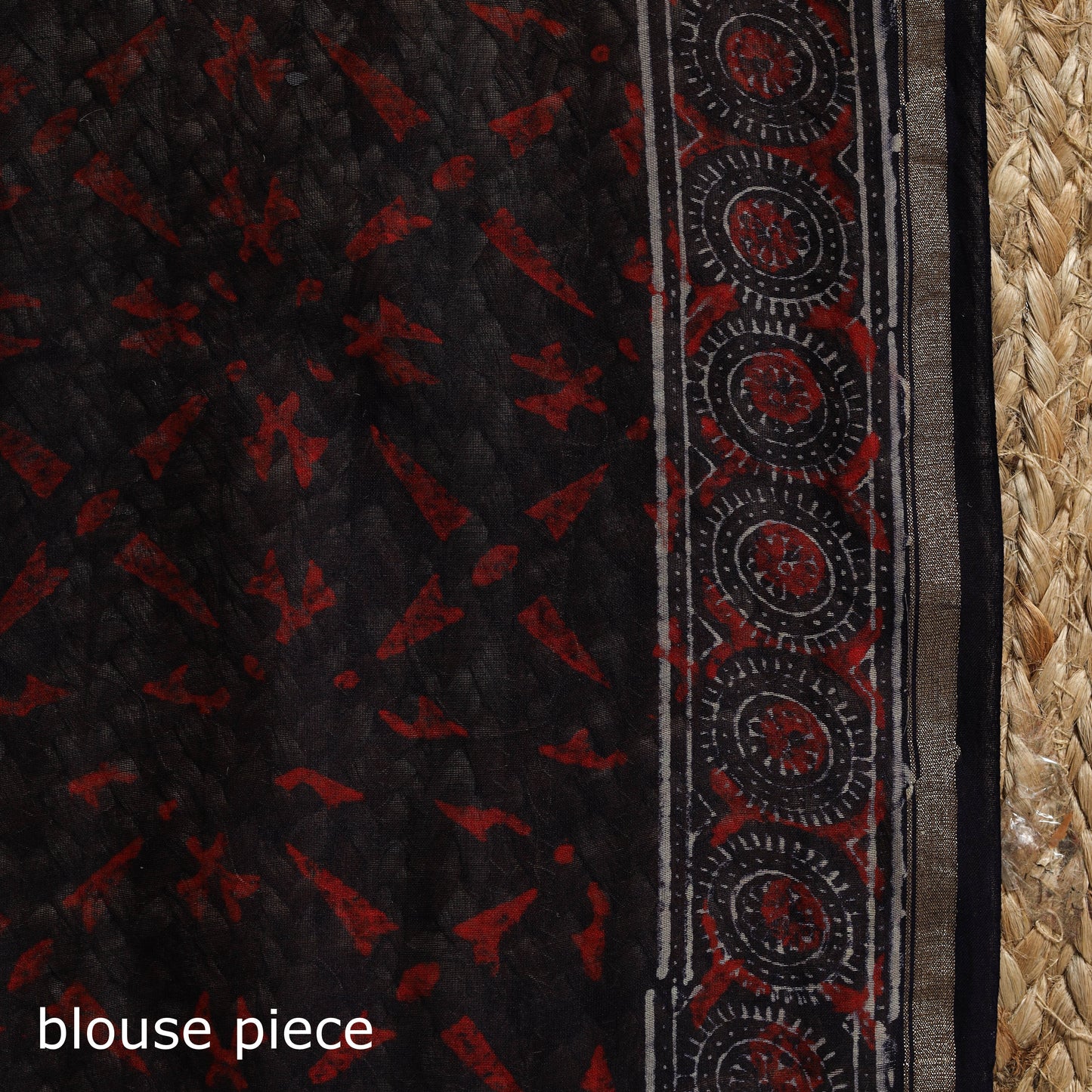 Chanderi silk hand bagru saree with zari border 08