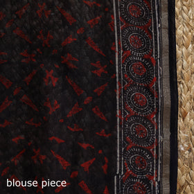 Chanderi silk hand bagru saree with zari border 08