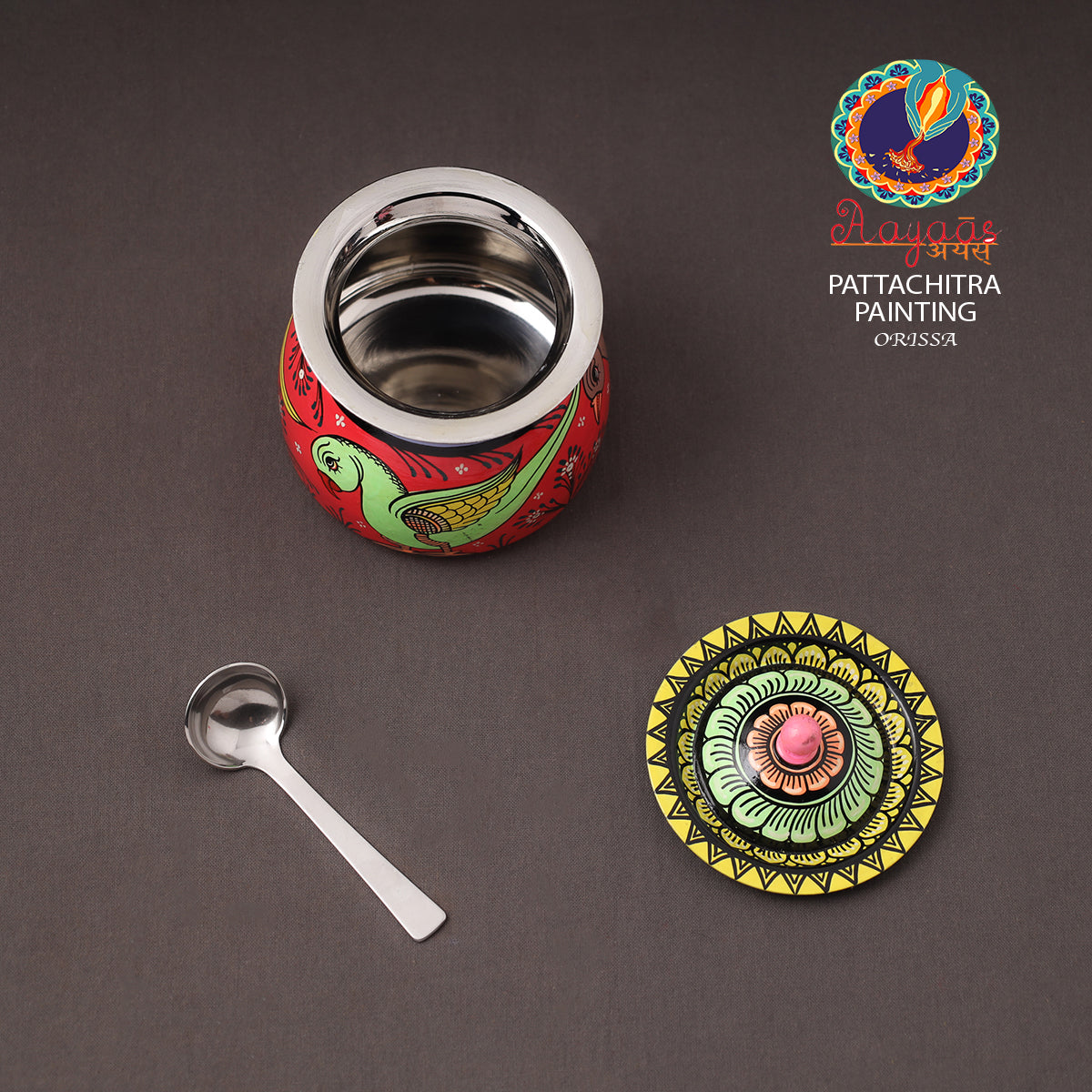 Odisha Pattachitra Handpainted Stainless Steel Ghee Pot 26