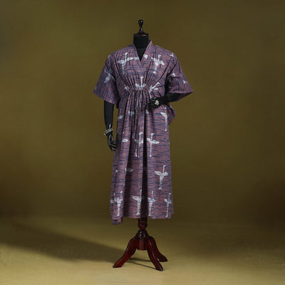 Hand batik cotton long kaftan 01 - handcrafted