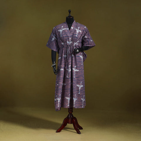 Hand batik cotton long kaftan 01 - handcrafted