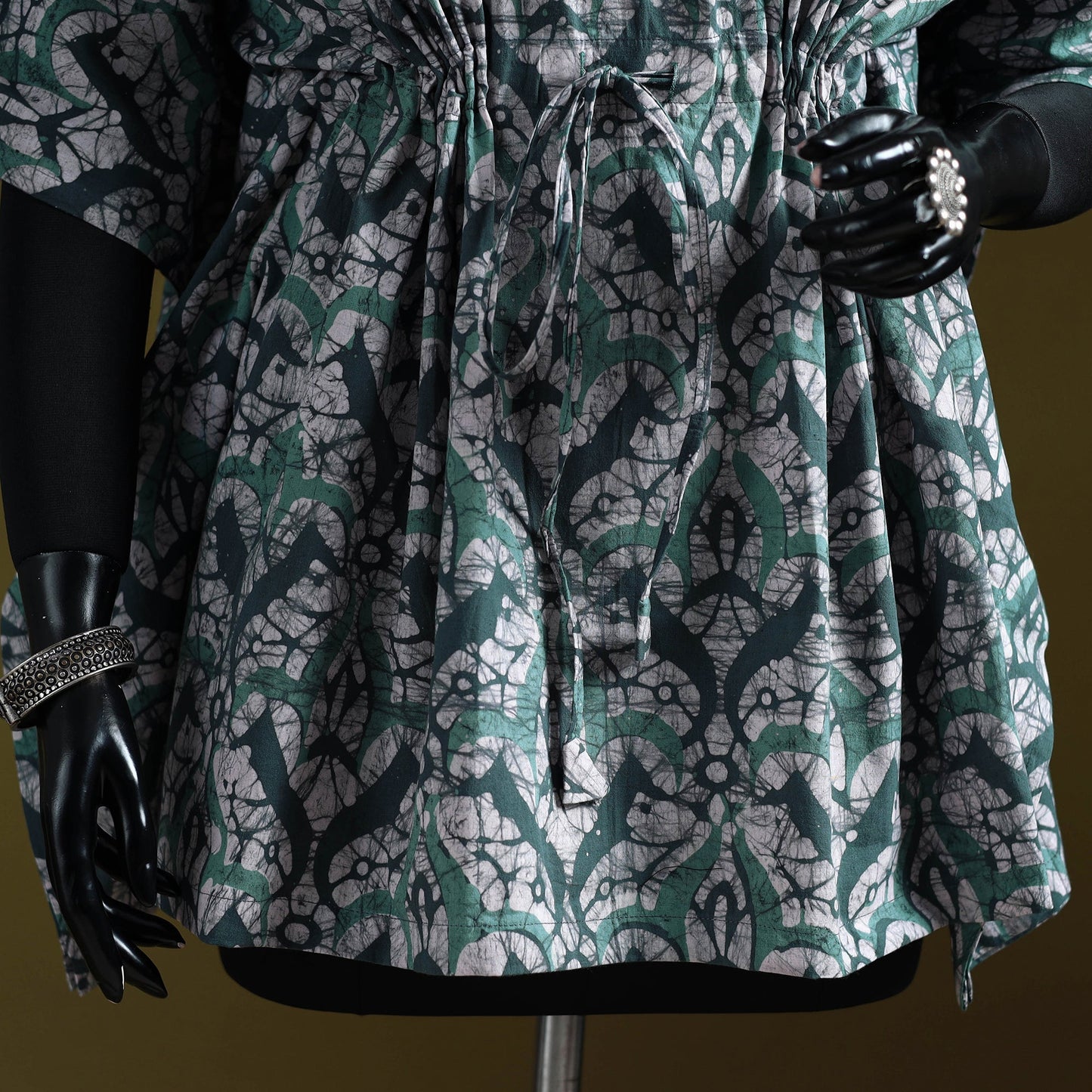 Hand batik cotton short kaftan 10 - handcrafted