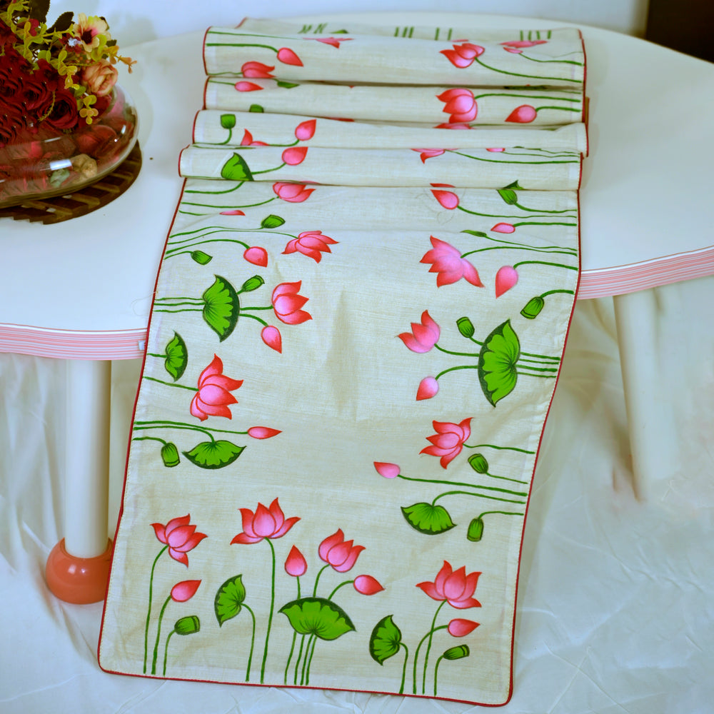 Madhubani Handpainted Chanderi Table Runner