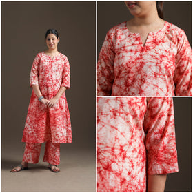Hand Batik Print Cotton A-Line Kurta with Palazzo Set for women 02